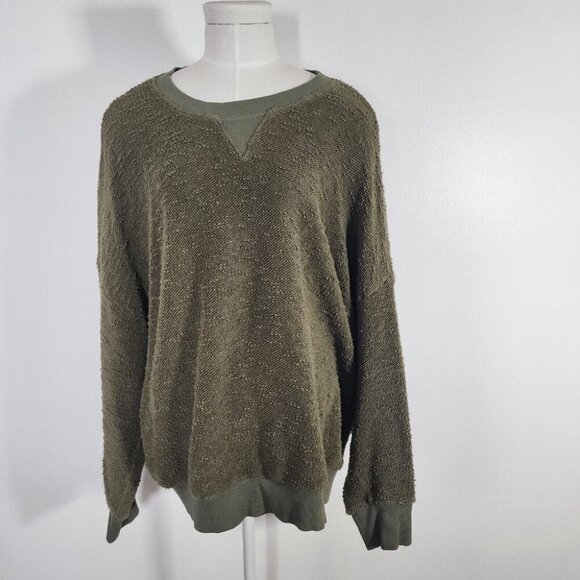 ASKK NY Womens Green Oversized Sweatshirt 100% Cotton Textured Gorpcore XL/4 - Picture 1 of 15